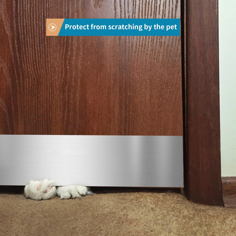 Stainless Steel Door Kick Plate, 6" x 34" Door Push Plate, Self Adhesive Kickplate for 36" Doors Interior or Exterior (Brushed Nickel)