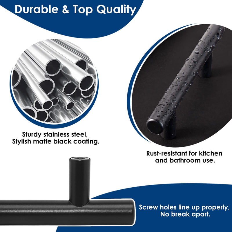 HBL' 30 Pack | 3 Inch Center to Center Matte Black Cabinet Pulls Kitchen Cabinet Handles,Made of Stainless Steel,Ideal for Cabinet,Drawer,Cupboard and Wardrobe. 5-Inch Length (3-Inch Hole Center) - NewNest Australia