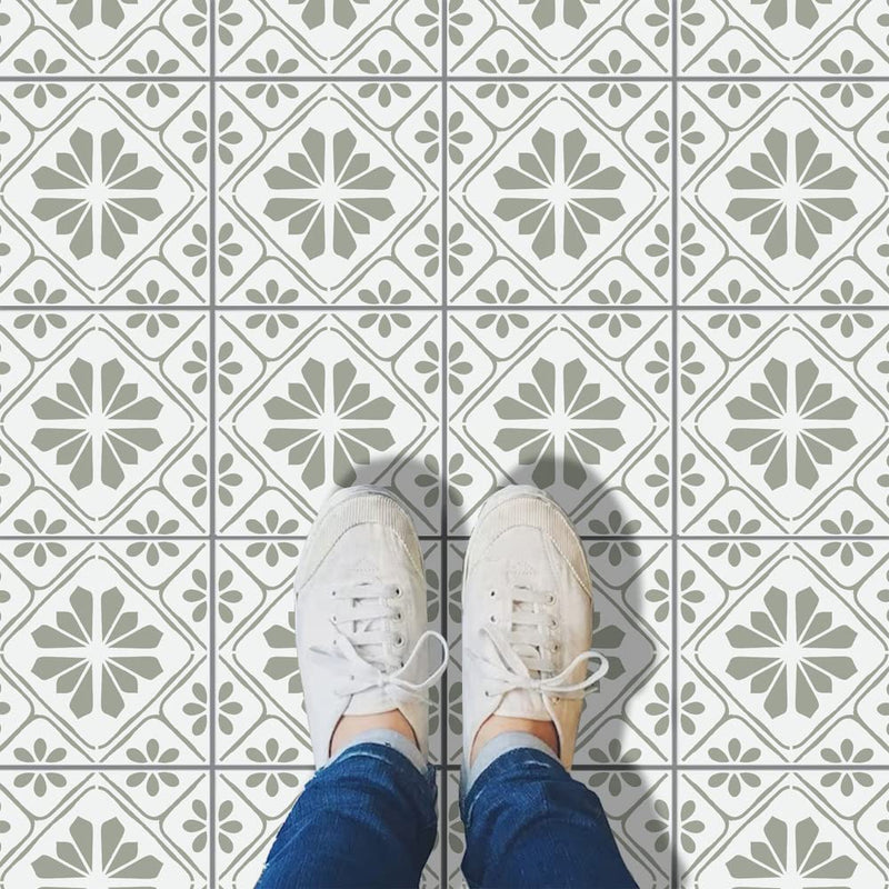 HELLATHUND 4Pcs Reusable Tile Stencils 12x12, Concrete Stencils for Patio, Large Stencils for Painting Floors, Wall Stencils for Painting (12x12inch) 12x12inch