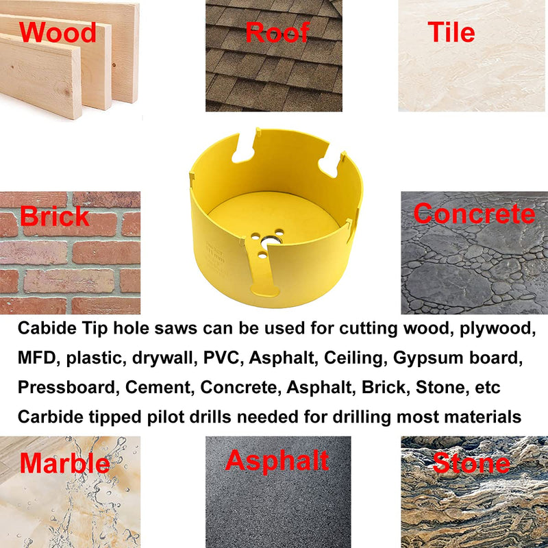 MaxTool 4" TCT Hole Saw 102mm Carbide Tip Holesaw 2.25" Deep with 5/8-18 Thread for Cutting Asphalt Brick Concrete MDF Tough Material; CT00Y57R400E