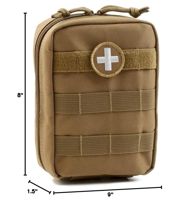 First Aid Molle Pouch - Heavy Duty IFAK Pouch - Empty Medical Pouch Ideal for Military Use EMTs Law Enforcement Camping and Hiking - Med Pouch for Optimal Organization Coyote