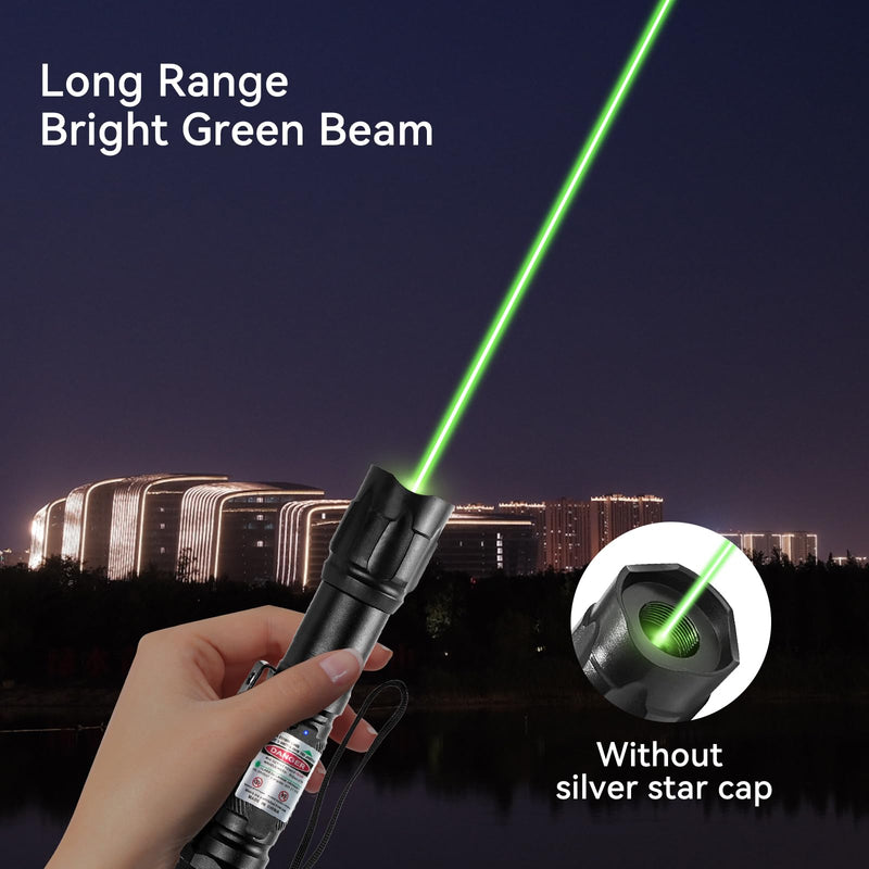 Green Light Flashlight, Long Range Dot Beam Pen Tactical Flashlights with Star Cap Adjustable Focus, Rechargeable for Outdoor Use, TV/LED/LCD Screens, Astronomy, Camping and Presentations 1