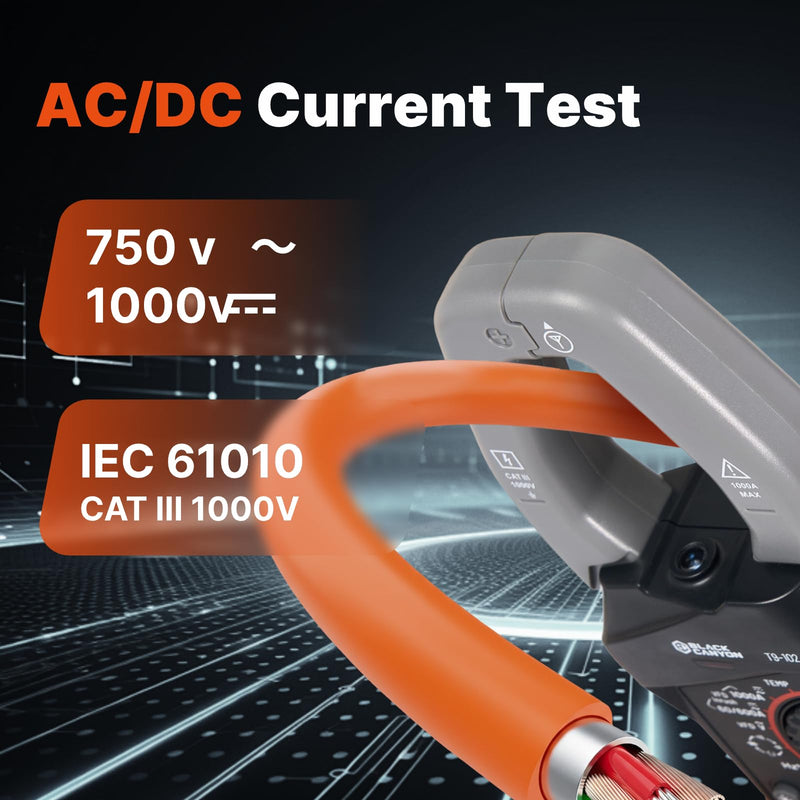 BLACK CANYON Digital Clamp Meter – TRMS AC/DC Clamp Multimeter 1000A, Amp Meter, DC Amp Meter, Inrush Current, Voltage, Resistance, Capacitance, Diode, Temp, NCV, Backlight LCD
