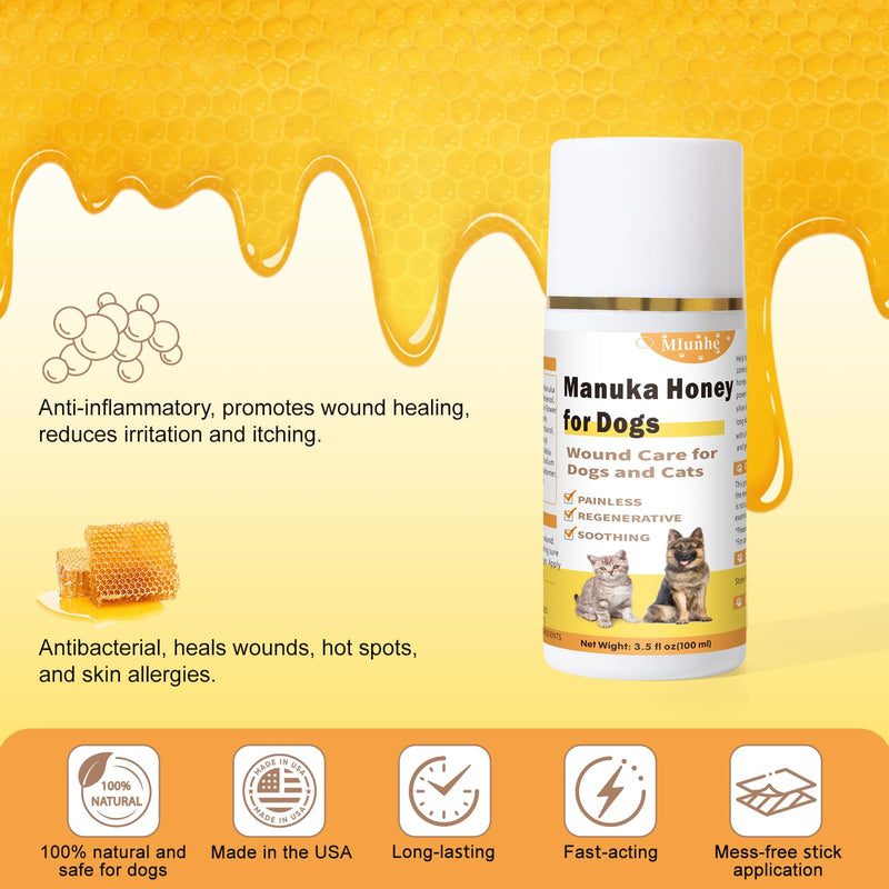 Manuka Honey for Dogs, Hot Spot & Rapid Wound Care, Accelerate Wound Healing, Soothes Itching & Inflammation, Supports Comfort – Manuka Honey Wound Care for Dogs, Cats, 3.5 oz