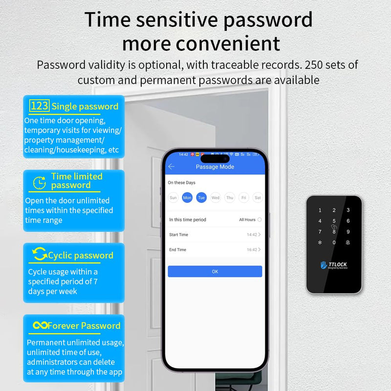 Waterproof Fingerprint Access Control Machine Smart TT-Lock APP Door Access Control Security System NFC Bluetooth Digital Keypad RFID Card Reader+10 Key (MJ03-TT-LOCK-Silvery（Without Fingerprint）) MJ03-TTLOCK-Silvery（Without Fingerprint）