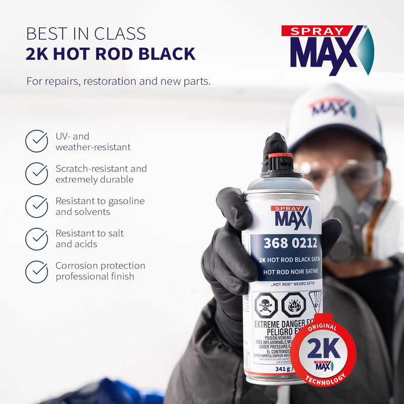 SprayMax 2K Topcoat Hot Rod Satin Black | 2K Satin Black Spray Paint