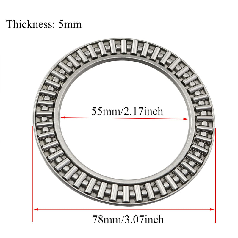 2 Sets AXK5578 Thrust Needle Roller Bearings with Washers 55mm Bore 78mm OD 5mm Width (2 x Bearings + 4 x Washers) 2