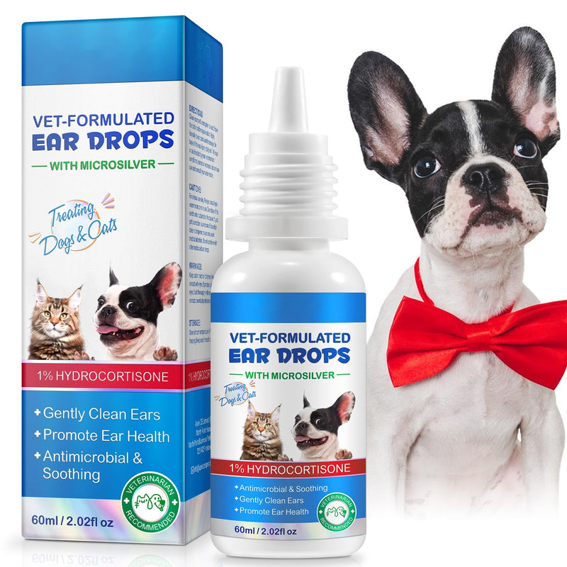 NenMaoKeNu Cat & Dog Ear Infection Treatment Drops, Ear Cleaner to Soothe and Relieve Itchness, with 1% Hydrocortisone for Dog Ear Infections, Prevents Inflammatio, Treats Ear Infections- 2.02 Fl.Oz 2.02 Fl Oz (Pack of 1)