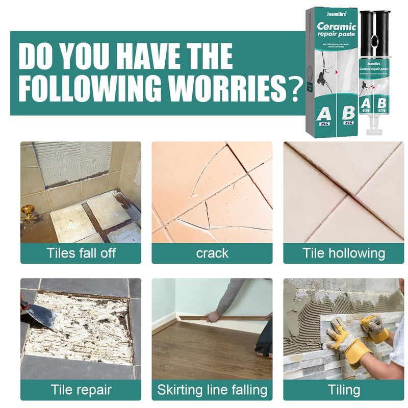 Porcelain Repair Kit, Tile, Marble and Granite Repair Kit, 100ml Quartz Countertop Repair Kit for Tile, Acrylic, Ceramic, Enamel, Kitchen Bathroom Fix Chips Cracks Scratches on Porcelain Sink