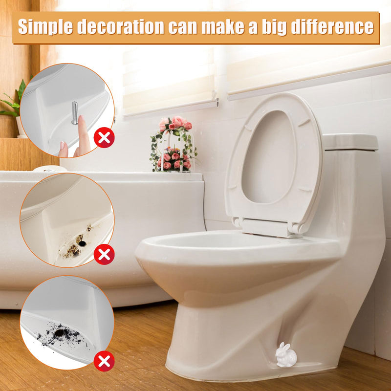 2PCS Toilet Bolt Covers, Decorative Toilet Screw Covers Cute Hidden Toilet Screw Caps for Bottom of Toilet Fits Most Bolts (Ceramic Rabbit Style)