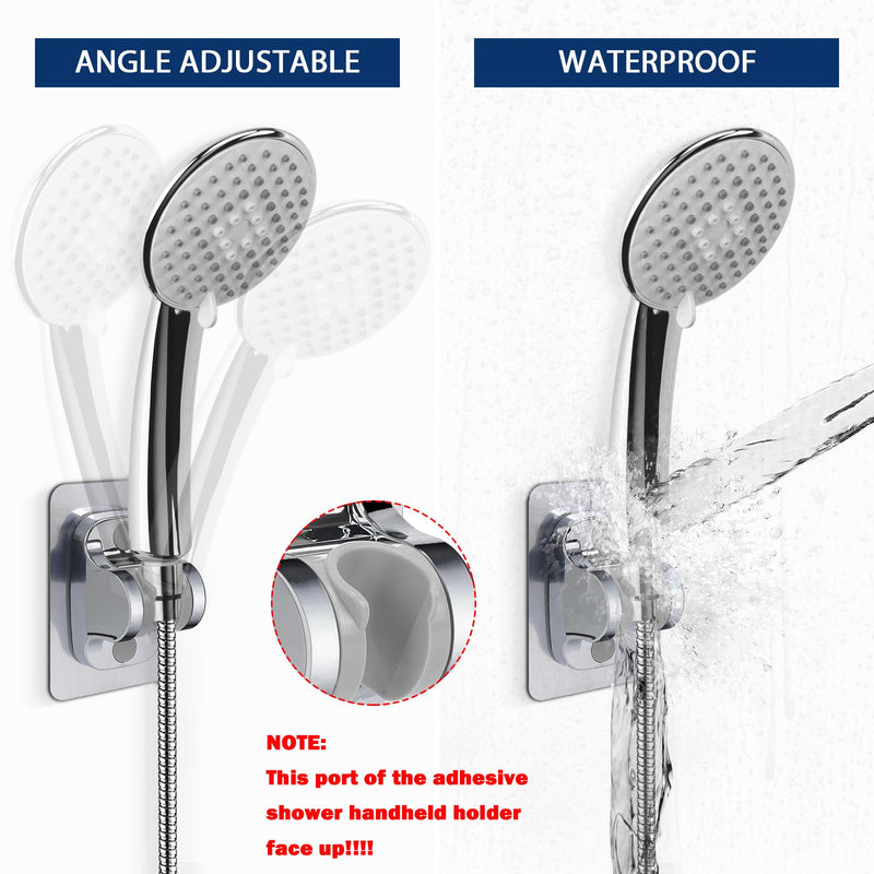 NearMoon Self Adhesive Shower Head Holder-Adjustable Handheld Shower Holder NO Drilling Wall Mount Waterproof (1 Pack, Chrome Finish) 1