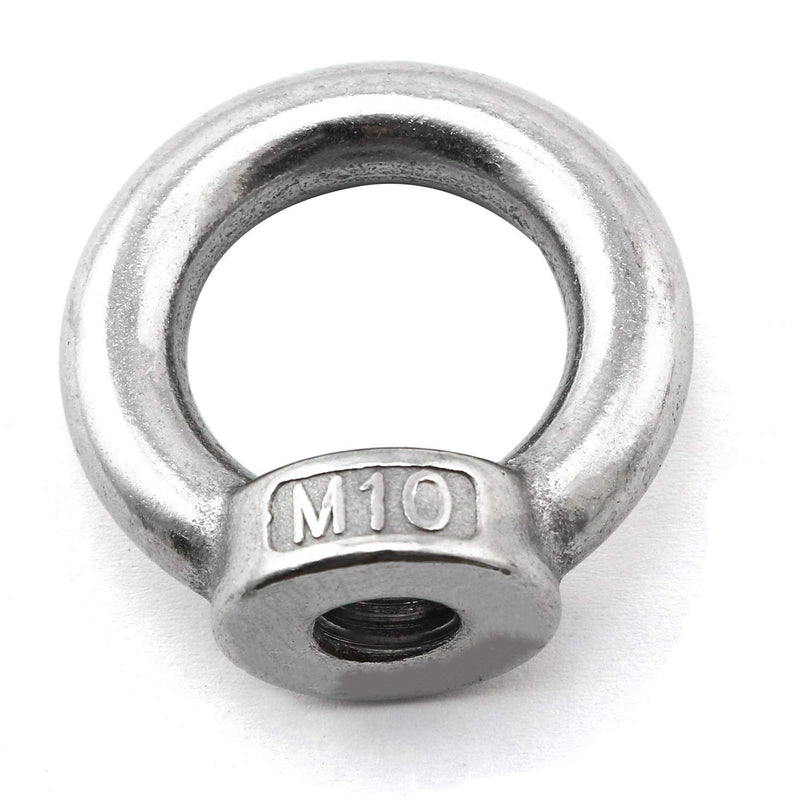 heyous 4pcs M10 304 Stainless Steel Ring Shape Lifting Eye Threaded Nut for Marine Hardware