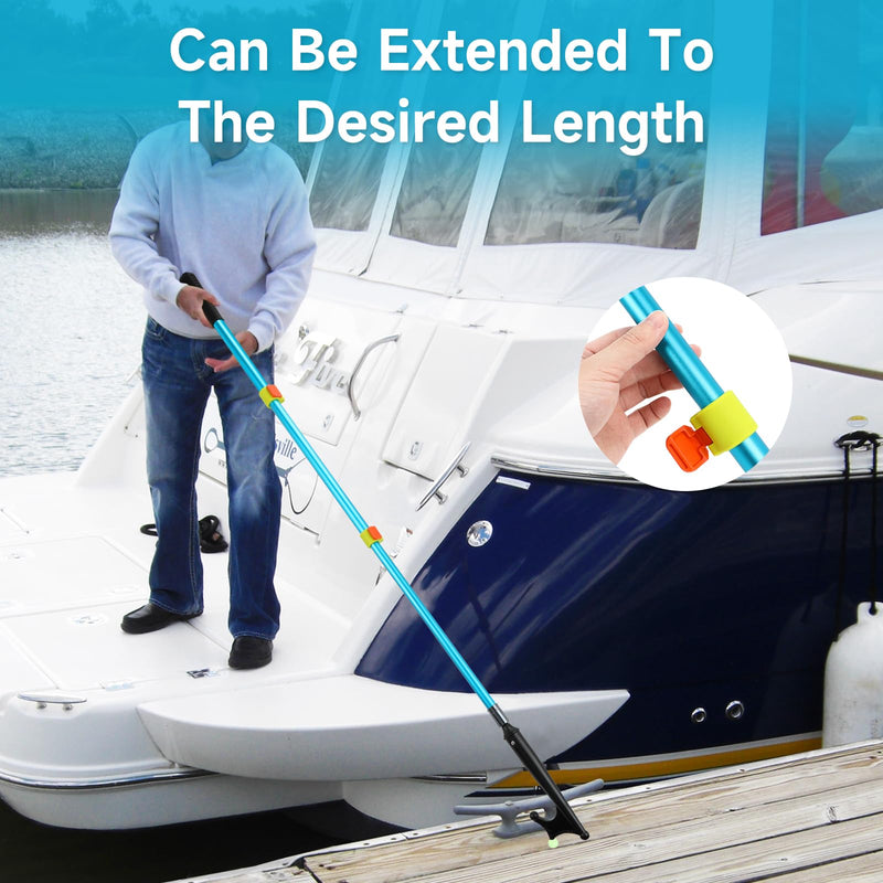 SANLIKE Adjustable Marine Push Pole Quick Lock Luminous Hook for Boats | Night glow bead hook head, lightweight aluminum shaft, quick lock trigger, anti-corrosion build for fresh salt water boating BLUE-4FT