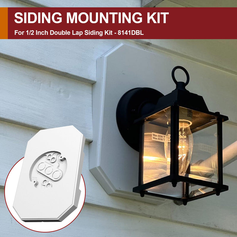 2 Pack Siding Mounting Block for Light, Lamp Repair Kit with Built-in Electrical Box - Fits 1/2" Lap/Double 4" Vertical, Vinyl Siding Hooks for Hanging Outdoor Lamp, Black 1/2 Inch Lap Siding Black-2 Pack 2