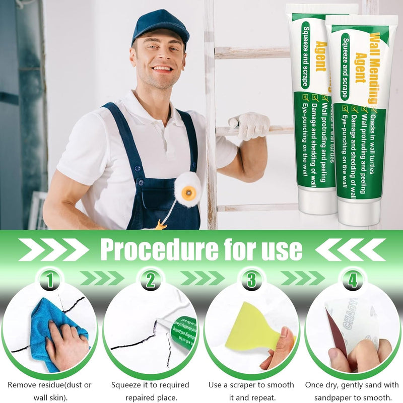 Drywall Repair Kit with Scraper, 2 Pack Spackle Wall Repair, Wall Mending Agent Easy to Fill The Holes for Home Wall, Plaster Dent Repair, Tools for Men Women, Wall Surface Hole Fill Quick