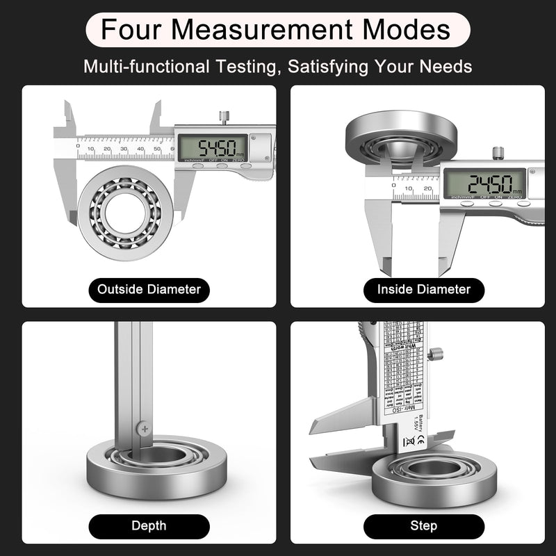 Digital Calipers, Caliper Measuring Tool with Large LCD Screen, Stainless Steel Micrometer Caliper Digital, Auto-Off Feature, Screen Splash Proof, Switch from Inch Metric Fraction (6Inch/150mm) Silver
