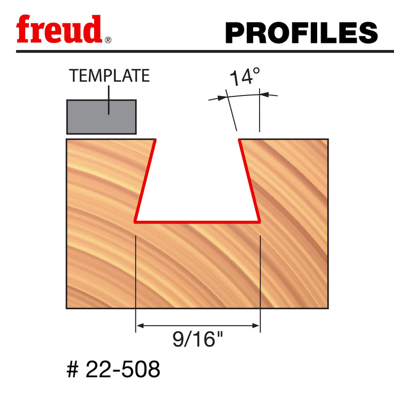 Freud 22-508: 9/16" (dia.) Dovetail Bit with 1/4" shank, 2-3/16" overall length
