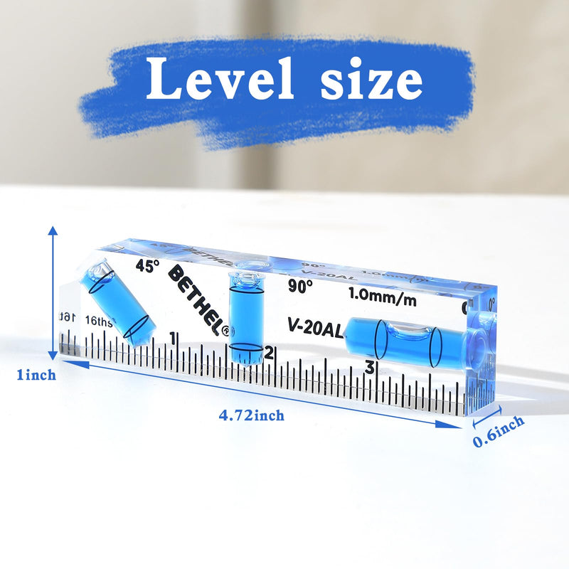 BETHEL Small Level Mini Bubble 90°/180°Spirit Level,4 Inch Shatterproof Cross Check Pocket Level Picture Hanging Levels Tools for Machinist,Construction & Household 4inch-blue