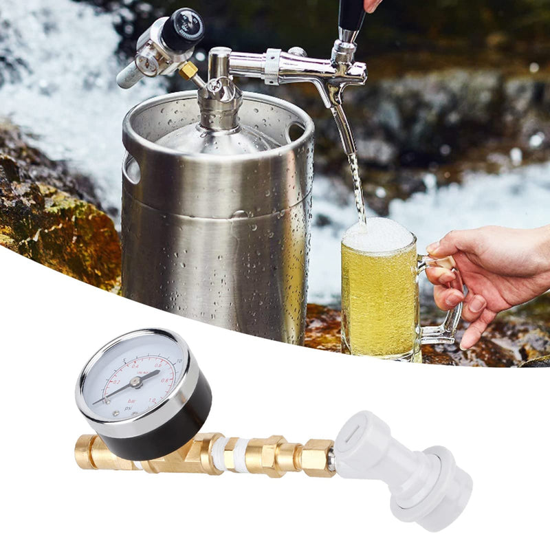 Beer Brew Adjustable Pressure Relief Valve, 0-15psi CO2 Regulator Ball Lock Connector with Gauge for Home Brewing Beer