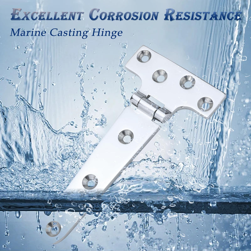 YANYUCB T Shape Boat Casting Hinge 316 Marine Stainless Steel Cabinet Hardware Door Hinge Marine Hardware for Boat Yacht (6 inch x 3 inch 2 Pack) 6 inch x 3 inch 2 Pack