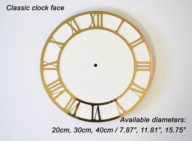 7.87 Inch (20cm) Gold Classic Clock Face with Clock Hands for Resin, Crafts, DIY, Round Mirror Acrylic Clock Dial Plate with Roman Numerals, Resin Accessories 7.87 INCHES GOLD - NewNest Australia
