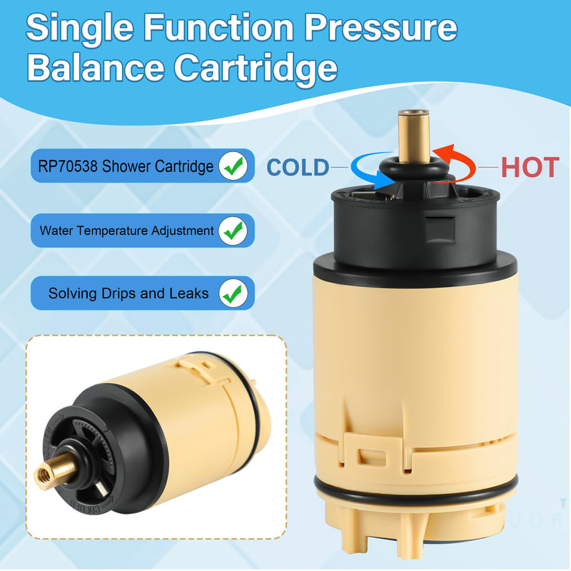 2Pack - RP70538 Single Function Pressure Balance Cartridge, Shower Cartridge Replacement, Compatible with Peerless and Delta Single Handle Tub/Showers Faucet (Not Included Check Valve)