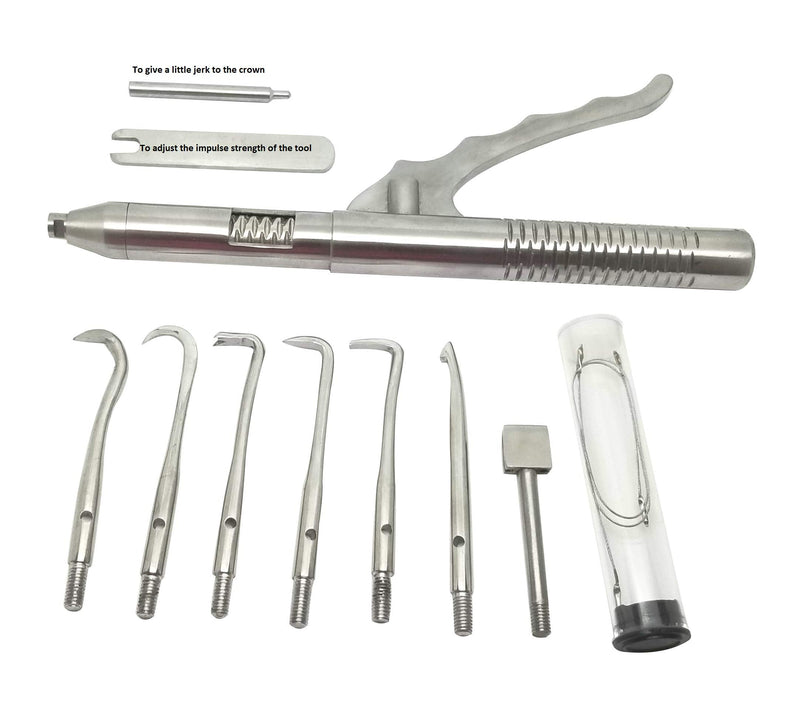 Bundle of Dental Automatic Crown Remover Bridge Remover with 10 Pieces and Artman Dental Crowns Gripper Temporary Crown and Bridge Remover Large Curved Forceps Dental Clamps