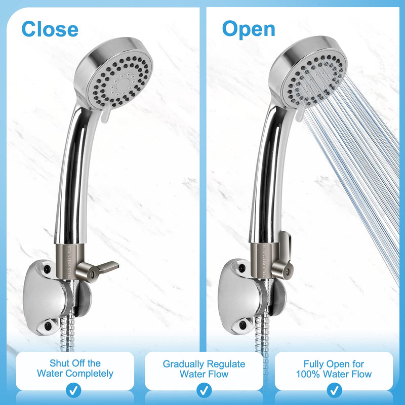 Shower Head Shut Off Value with Handle Lever, 304 Stainless Steel Water Flow Control Value 1/2" NPT Thread, Showerhead Shower Shut Off Adjustable Water Pressure Regulator, Water Saver