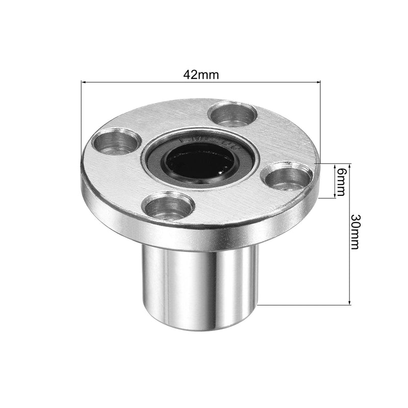 uxcell LMF12UU Linear Ball Bearings 12mm Bore 21mm OD 30mm Length Round Flange Nickel Plated for CNC Machine 3D Printer 2pcs