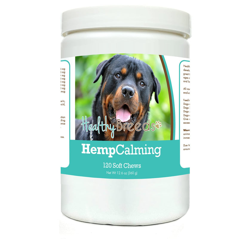 Healthy Breeds Rottweiler Hemp Calming Soft Chews for Dogs 120 Count Brown