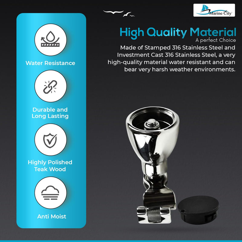 Marine City 316 Stainless Steel Sport Boat Steering Wheel Knob with Cap | Durable Gloss Polished Finish | Spinning Ball Bearing Design - Ideal for Marine, Yacht, and Boat