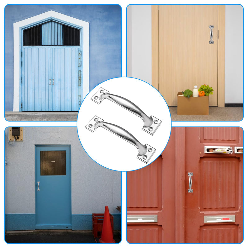 KALIONE 5.9" Garage Door Handle Gate Handle Door, Stainless Steel Handle Gate Screen Door Handle Shed Door Handle Fence Gate Handles for Wooden Fences Outdoor(2 Packs Silver)