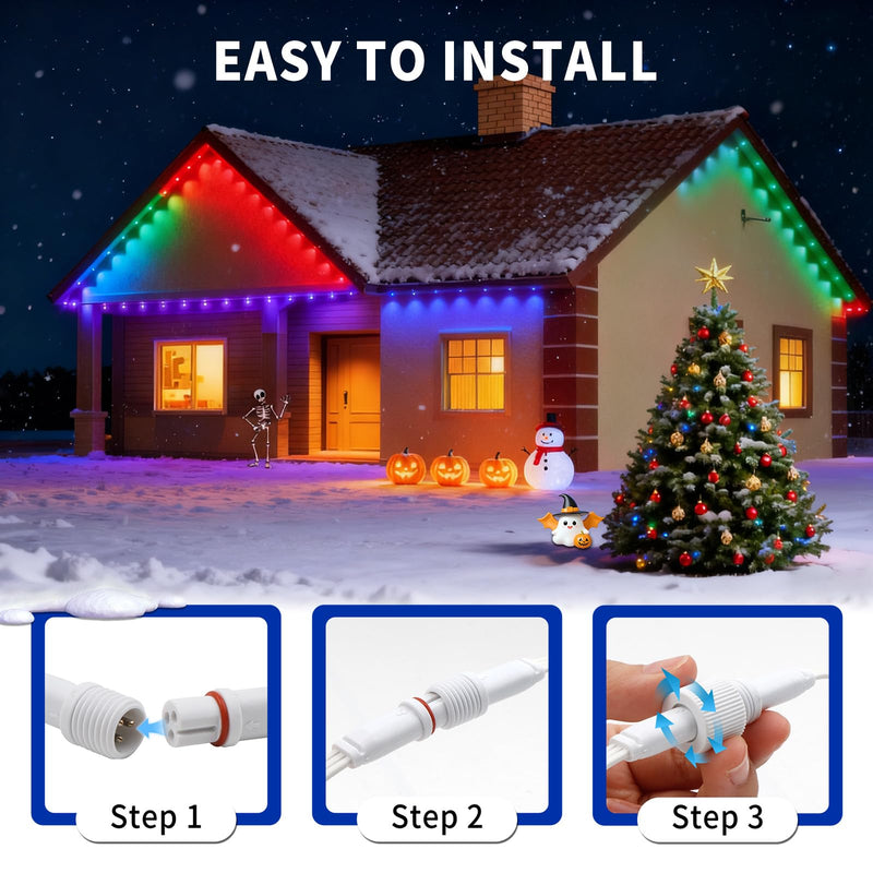19.6FT Outdoor Light Extension Cord Compatible with Govee 3-Pin Waterproof Power Cable with Y-Splitter IP68 Permanent Lighting Extension Wire for Patio Garden Roof Decorations 19.6ft + Y-Splitter (2 Female to 1 Male)