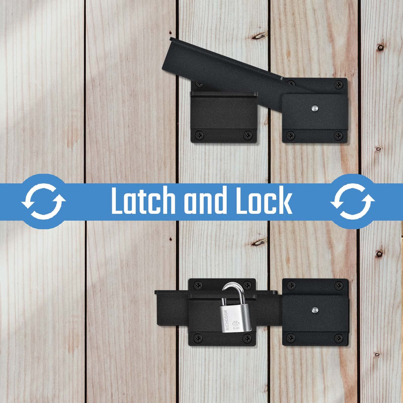 1Pack Flip Gate Latch Lock with Padlock Hole, 3.5mm Aluminum Alloy Door Latch for Outdoor Wooden Fence, Swing Open Gate, Double Gate, Barn Door, Shed, Vinyl Fence, Yard, Black 1
