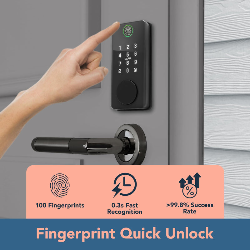 Keyless Entry Door Lock with Keypad - Fingerprint Door Lock - Electronic Keypad Smart Deadbolt Lock - Smart Digital Code -Auto Lock