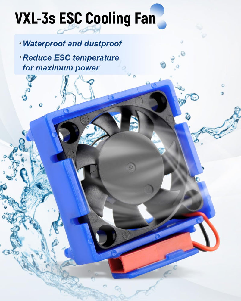 VXL-3s ESC Cooling Fan and Motor Dual Fan, Fit for 1/10 Traxxas Slash 4×4 VXL/Rustler 4X4 VXL/Stampede 4X4 VXL/Hoss 4×4 VXL/Velineon VXL 3s Cooling Fan, Black