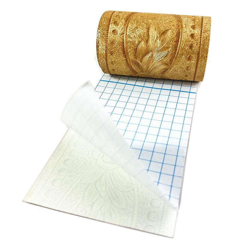 Moyishi 5 Meters Royal Peony 3D Peel and Stick Waterproof Wall Border Easy to Apply (Gold) Gold