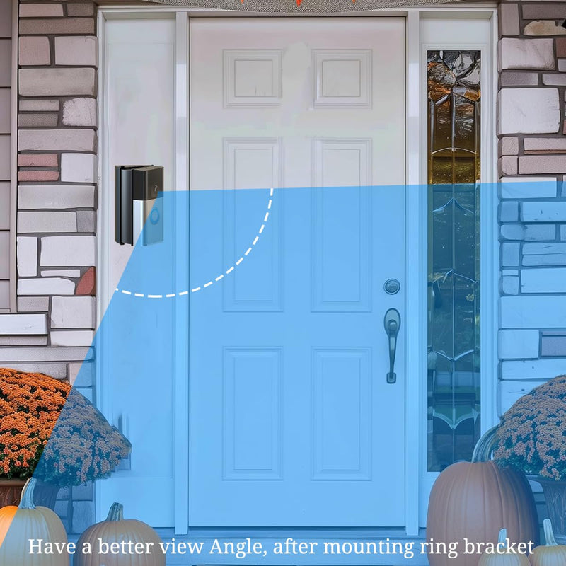Adjustable (30 to 55 Degree) Video Doorbell Angle Mount, Compatible with Video Doorbell 1/2/3/4/(2020 Release)/Battery Doorbell/Plus, Widen Viewing Range Doorbell Corner Door Mount Wedge Kit (Black)