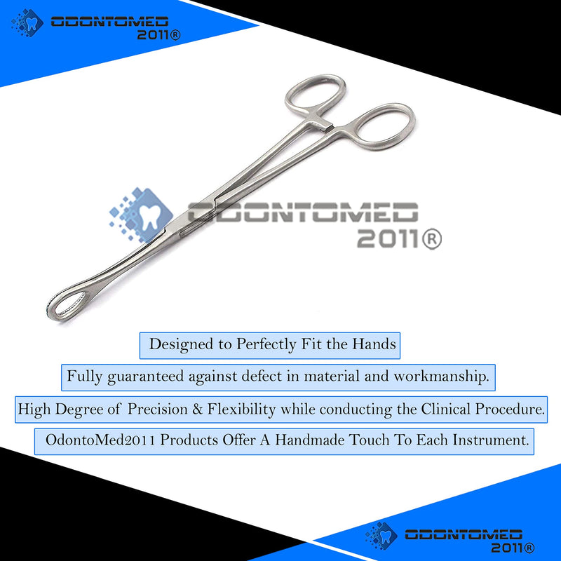 OdontoMed2011® 6" Mini Sponge Body Piercing Forceps Foerster Sponge Forceps Locking Clamp Serrated Tips Straight Stainless Steel Silver