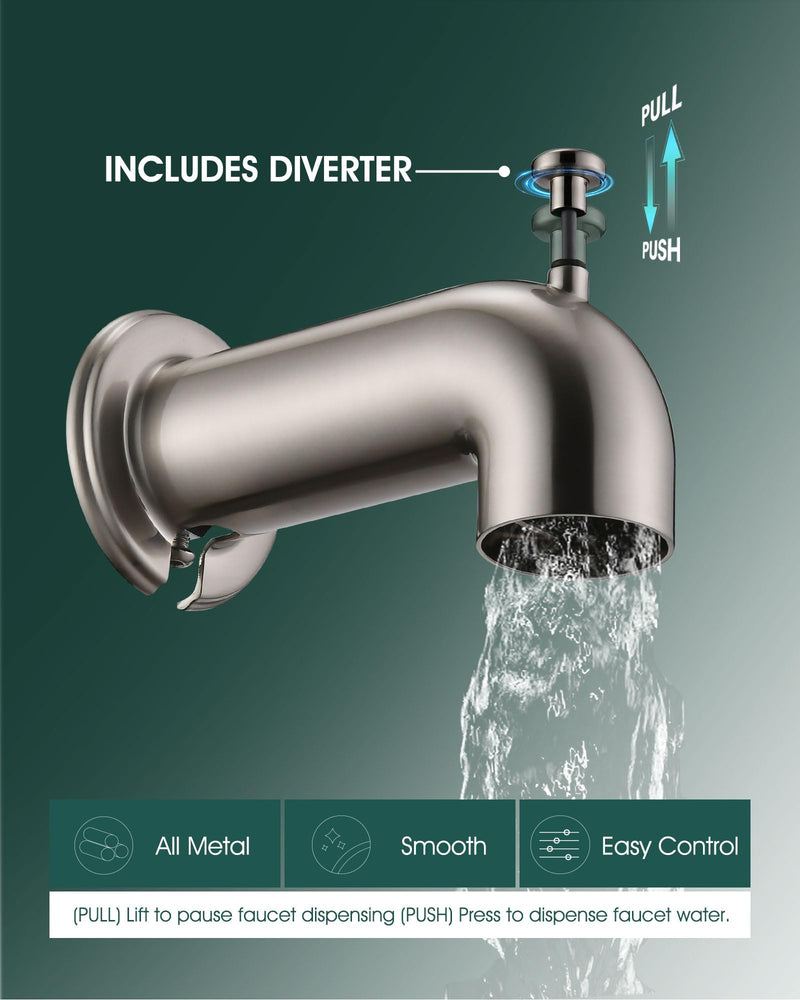 Tub Spout with Diverter, Bathtub Spout for Hand Shower,Brushed Nickel Without Handheld Brushed Nickel