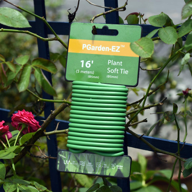 Green Soft Twist Tie Plant Tie Flexible TPR Garden Supply, for Tomatoes Roses Vines Organizing(16.4 feet/ 5 Meters)…, 16 feet 16.4 feet/ 5 Meters