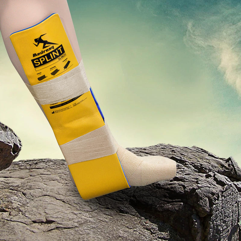 First Aid Splint Kit, Lightweight Reusable Splint for Supporting Arm and Leg Fracture Treatment During Trauma Emergencies(Yellow) Yellow