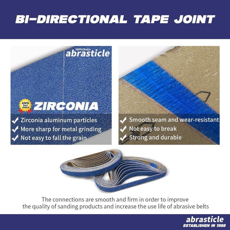1/2" x 18" Zirconia Sanding Belts for Metal - 1/2 x 18 Inch Zirconia Metal Grinding Sand Paper, 36 PCS 80 Grits, Perfect for Knife Blade Sharpening, Metal Polishing, Derusting, Woodworking 1/2" x 18" 80 Grit(36 pack)