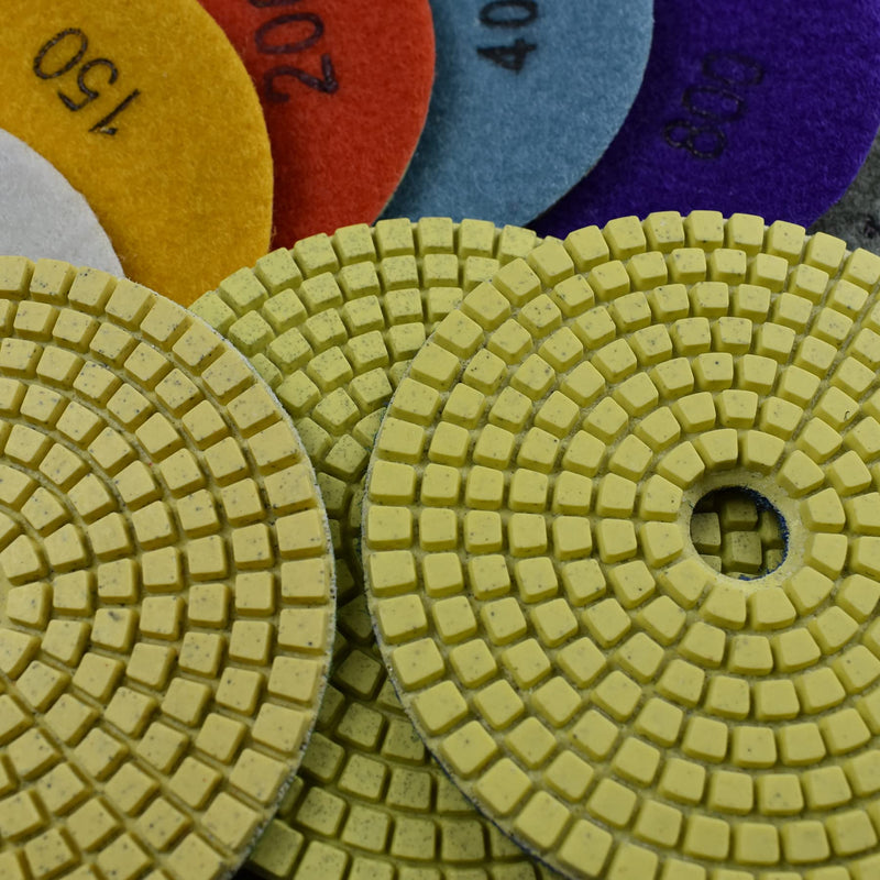 Diamond Polishing Pads Wet Use 4 Inch for Grinding Stone Marble Granite Counter Tile 10 Pieces Set Mixed Grit 30-6000 10 Pack Mixed #30-6000