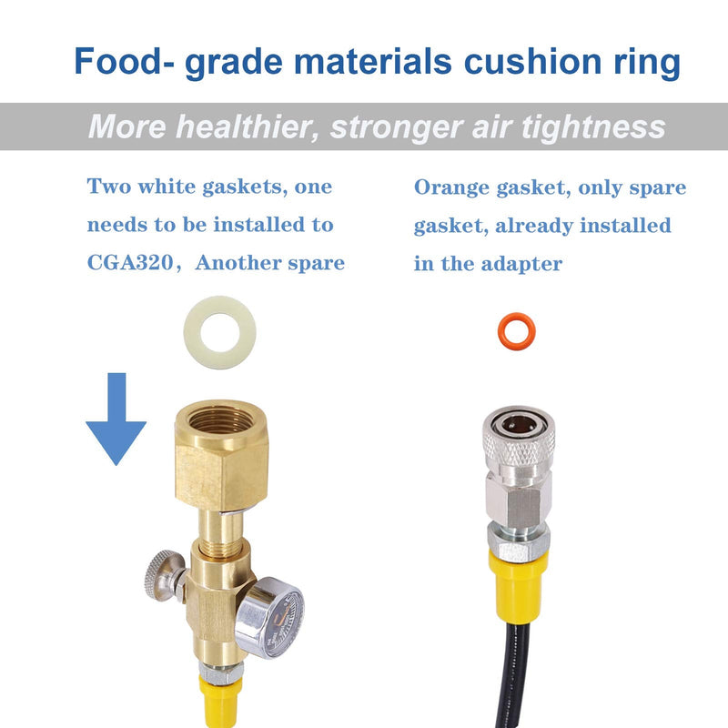 Upgrade CGA320 to TR21-4 Soda maker Co2 Tank Cylinder Direct Adapter with 60 inches High-Pressure Hose, Soda Maker direct Connector for Soda Club (Gauge and bleed valve) adapte with fizzi/onetouch/jet