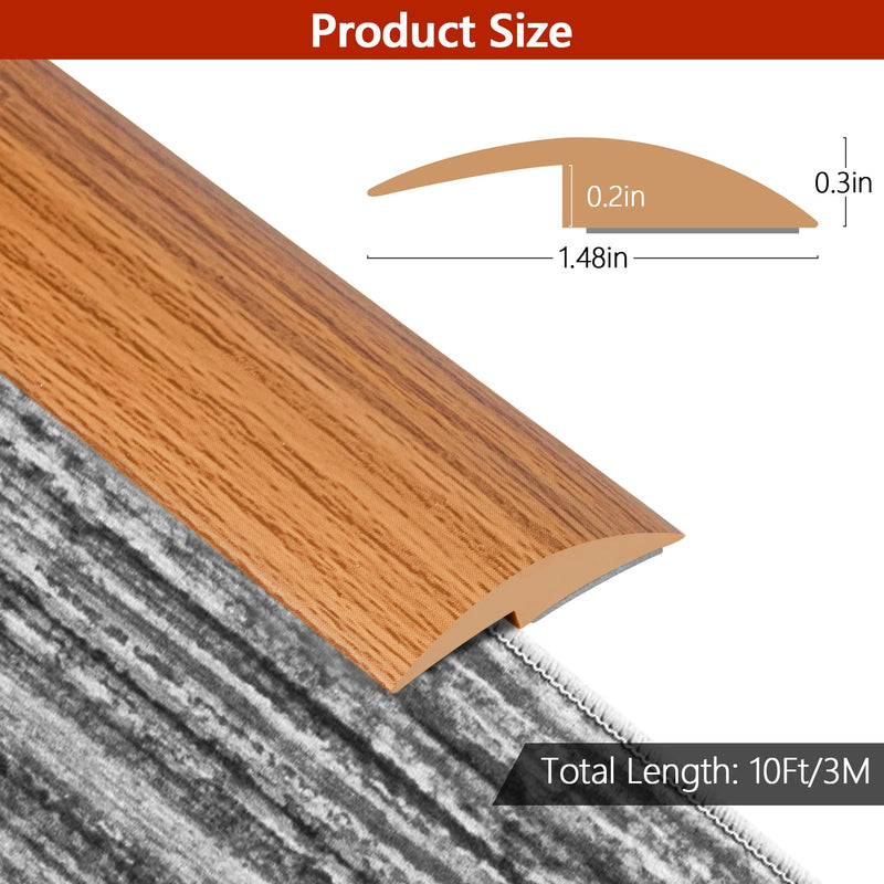 10Ft Floor Transition Strip Self Adhesive Carpet to Tile Floor Edging Trim PVC Threshold Strips, Peel and Stick Floor Joining Strip Suitable for Threshold Height Less Than 5mm (Light Brown Coffee) 10 Feet Light Brown Coffee