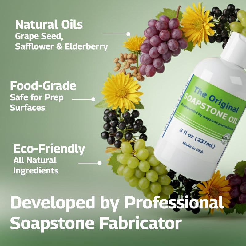The Original Soapstone Oil | All Natural Food-Safe Blend (NO Mineral Oil) for Soapstone Countertops – Enhances & Darkens Stone, Low-Maintenance Easy to Apply (8oz) 8 Fl Oz (Pack of 1)