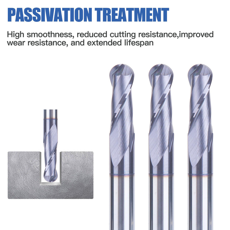 HUHAO 5/16 Inch Ball Nose Carbide End Mill,CNC Cutting Tools for Stainless Steel,Hardened Steels,High Temp Alloys,Medium Alloy Steels, 2 Flute,5/16" Shank 2-Flute-5/16 inch