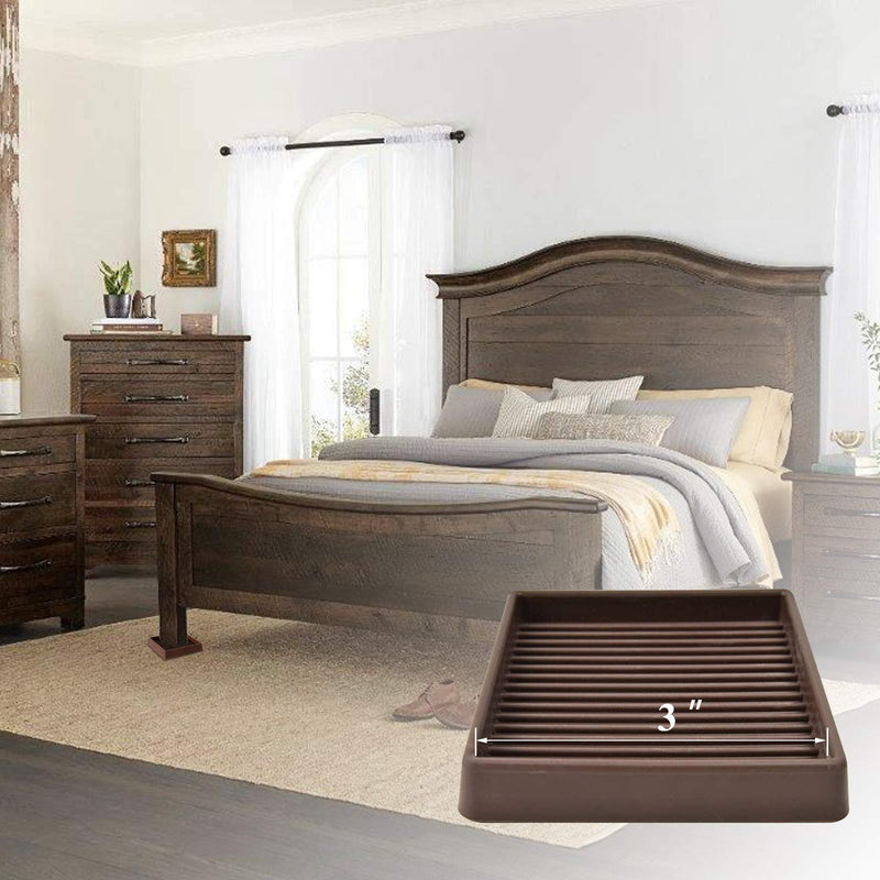 Yelanon Furniture Coasters,8 Pcs 3” Furniture Caster Cups - Non Slip Furniture Pads Hardwoods Floors - Non Skid Furniture Grippers, Rubber Feet, Anti Slide Floor Protector for Bed Couch Stoppers Brown 8pcs 3" Square