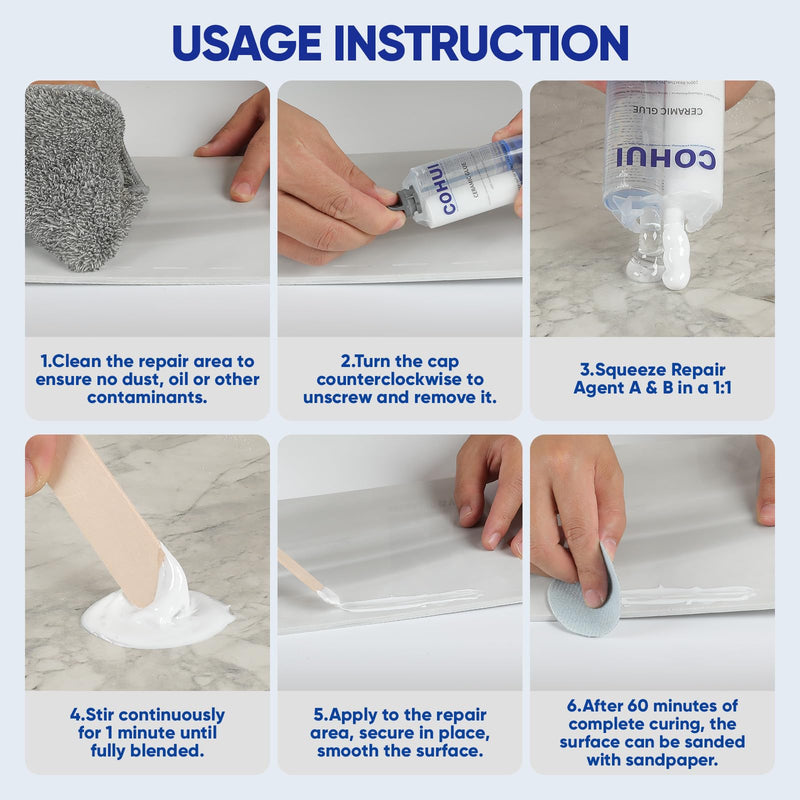 Porcelain Repair Kit White - High-Gloss Fiberglass Bathtub Tile Tub Repair Kit for Chips Cracks Scratches Rust Holes - Porcelain Sink Repair Kit for Ceramic Acrylic Tubs Toilets Fiberglass Shower